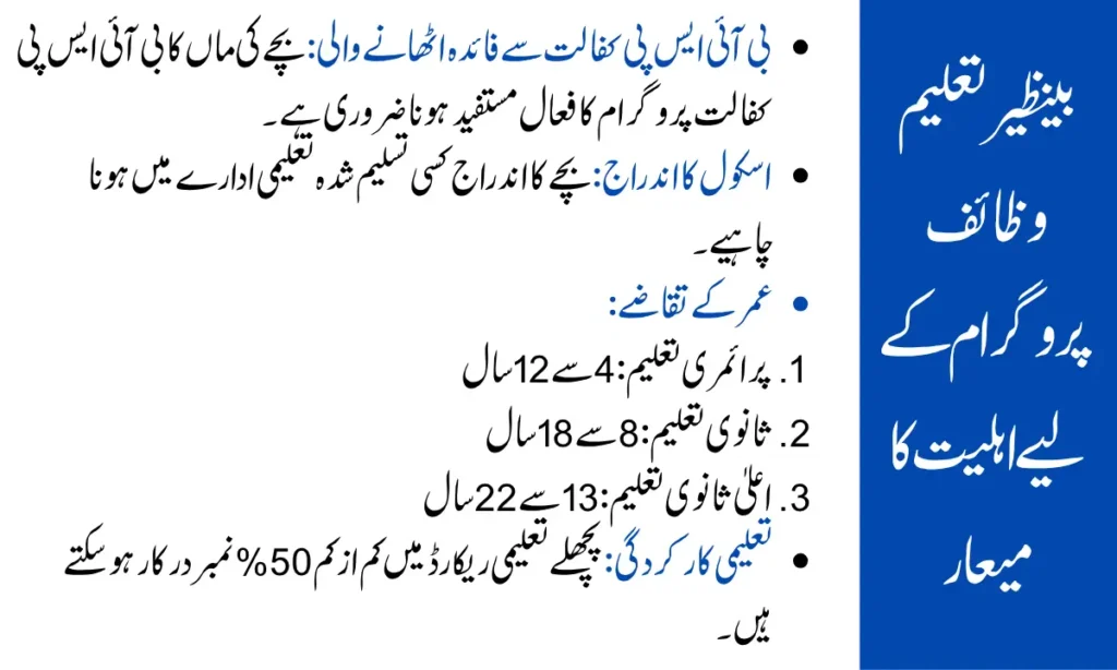 Eligibility Criteria for Taleemi Wazaif Registration