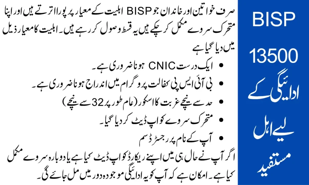 Eligible Beneficiaries for the BISP 13500 Payment