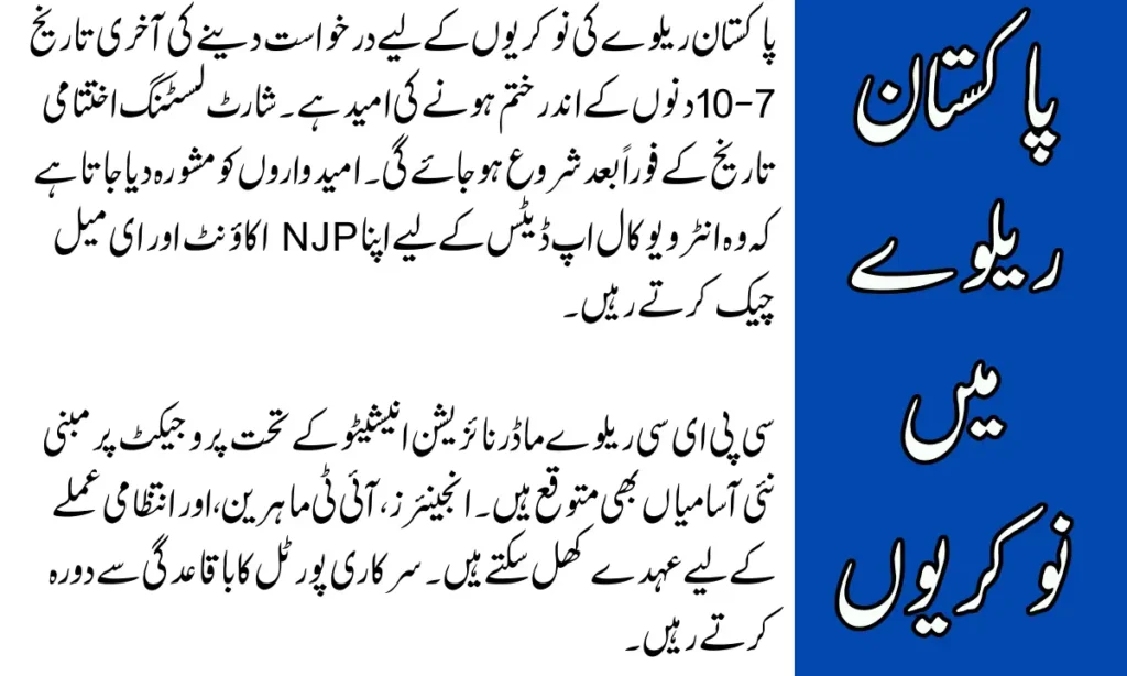 Pakistan Railways jobs Latest Update