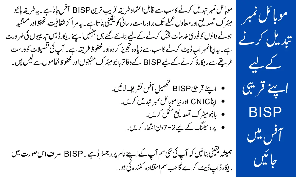 Visit Your Nearest BISP Office to Change Mobile Number
