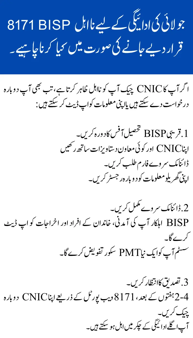 What to Do If Declared Ineligible for 8171 BISP July Payment