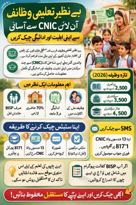 How to Check Benazir Taleemi Wazaif Online by CNIC